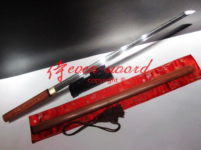 Clay Tempered T-10 Steel Blade Shirasaya Ninja Sword Sharpened Rose Wooden Saya