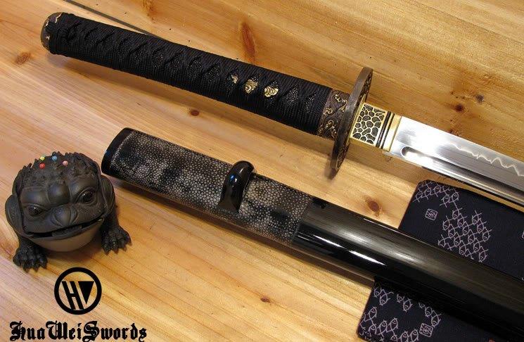 High Carbon Steel T10 Steel Blade Handforged Unokubi Zukuri Wave Fitting Samurai Katana With Real Hamon