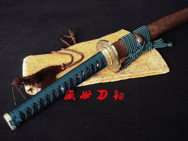 Clay Tempered T-10 Blade Japanese Wakizashi Katana Brass Tsuba Fittings