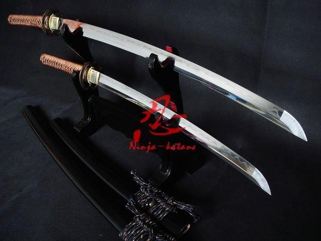 Clay Tempered Katana Wakizashi Sword Sanmai Blade Sharpened Edge